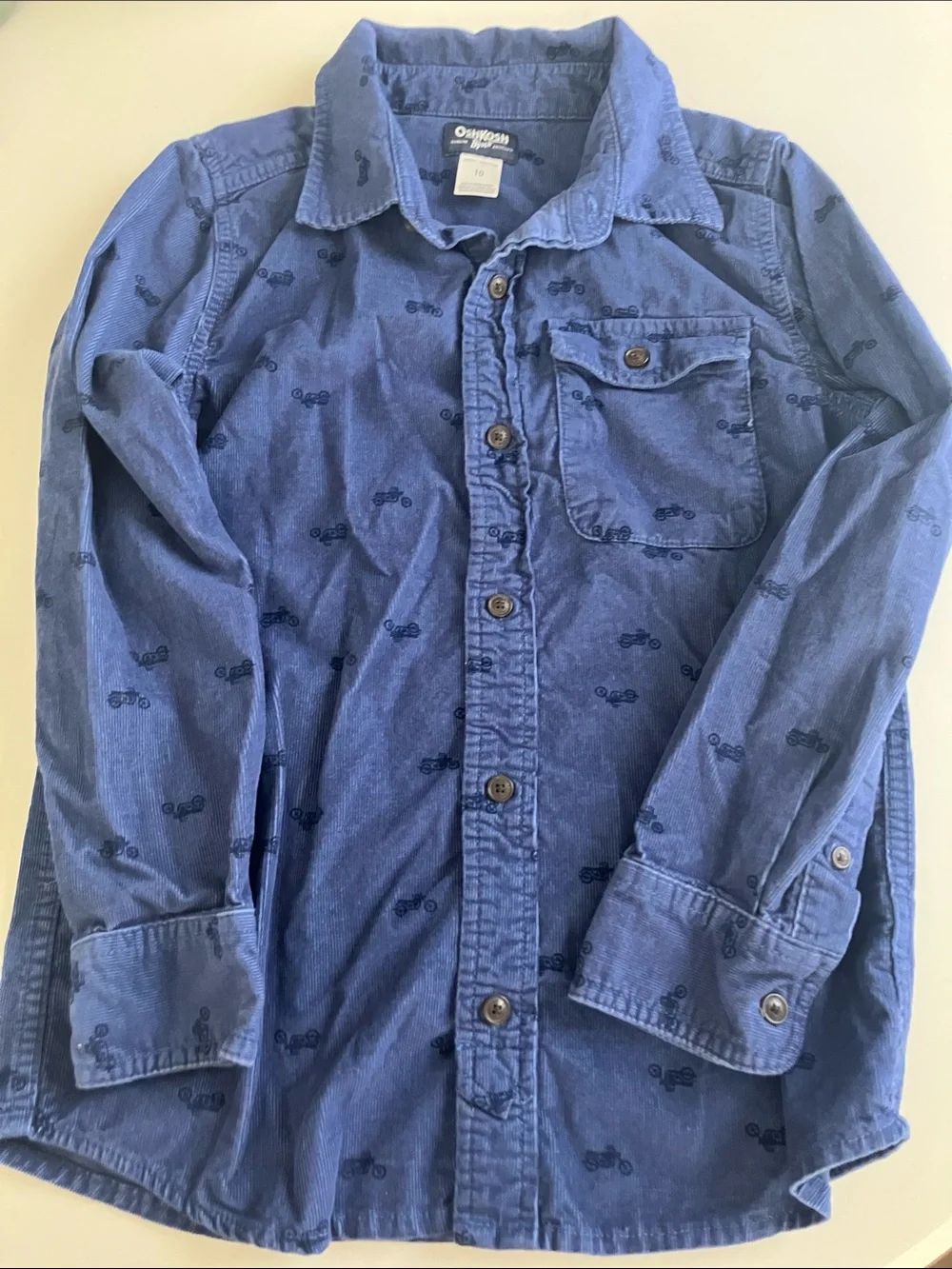 OshKosh B'gosh Indigo Blue Motorcycle-Print Button-Down Shirt